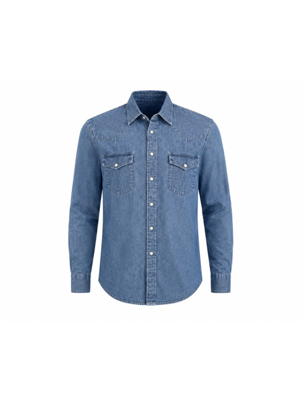 Joseph Abboud Men’s Chambray Western Pearl Snap Shirt Cotton Sz Med Denim